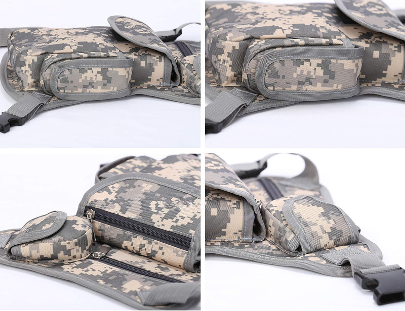 SEALINF Canvas Waist Bag Fanny Pack Racing Drop Leg Bag Motorcycle Outdoor Bag grey camouflage