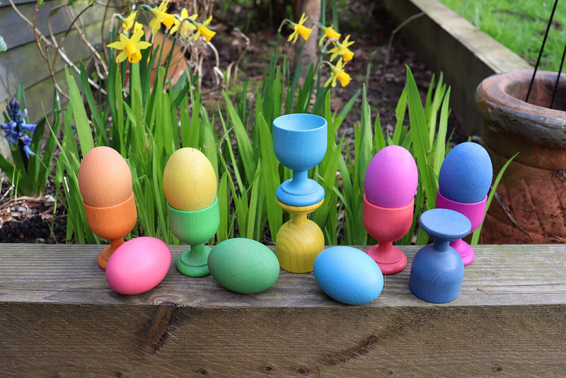 TickiT-74005 Rainbow Wooden Eggs - Set of 7 colors - Wooden Toys for Toddlers - For Ages 10m+ - Inspire Curiosity With Wooden Loose Parts Play