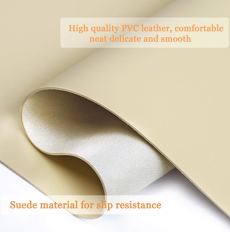 Non-Slip Desk Pad,Mouse Pad,Waterproof PVC Leather Desk Table Protector,Ultra Thin Large Desk Blotter, Easy Clean Laptop Desk Writing Mat for Office Work/Home/Decor(Beige, 23.6" x 13.7") Beige 23.6" x 13.7"