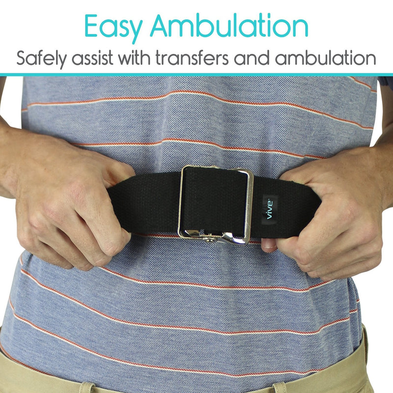 Vive Gait Belt (60 Inch) - Transfer Assist Device for Seniors, Elderly, Bariatric, Occupational and Physical Therapy - Medical Nursing Safety