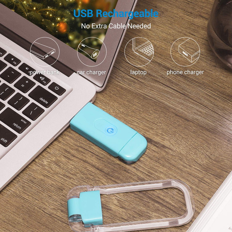 DEWENWILS USB Rechargeable Book Light for Reading in Bed, Warm White, Brightness Adjustable, LED Clip on Book Reading Lights, Perfect for Bookworms, Kids, Blue
