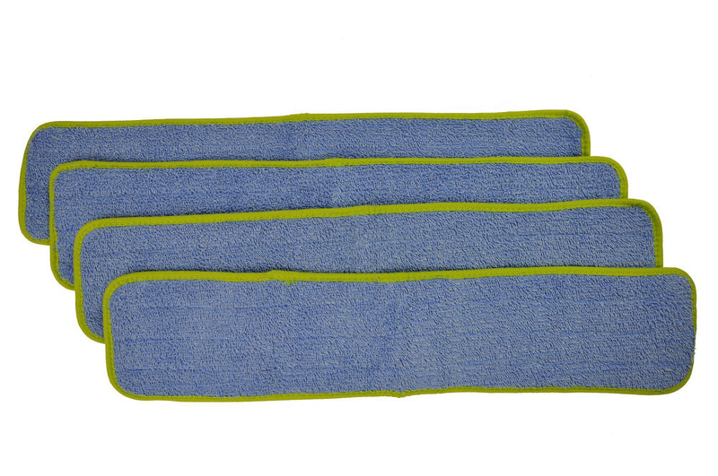 CleanAide Microfiber Wet Mop Pad Refill, 24 Inches, Green, Pack of 4