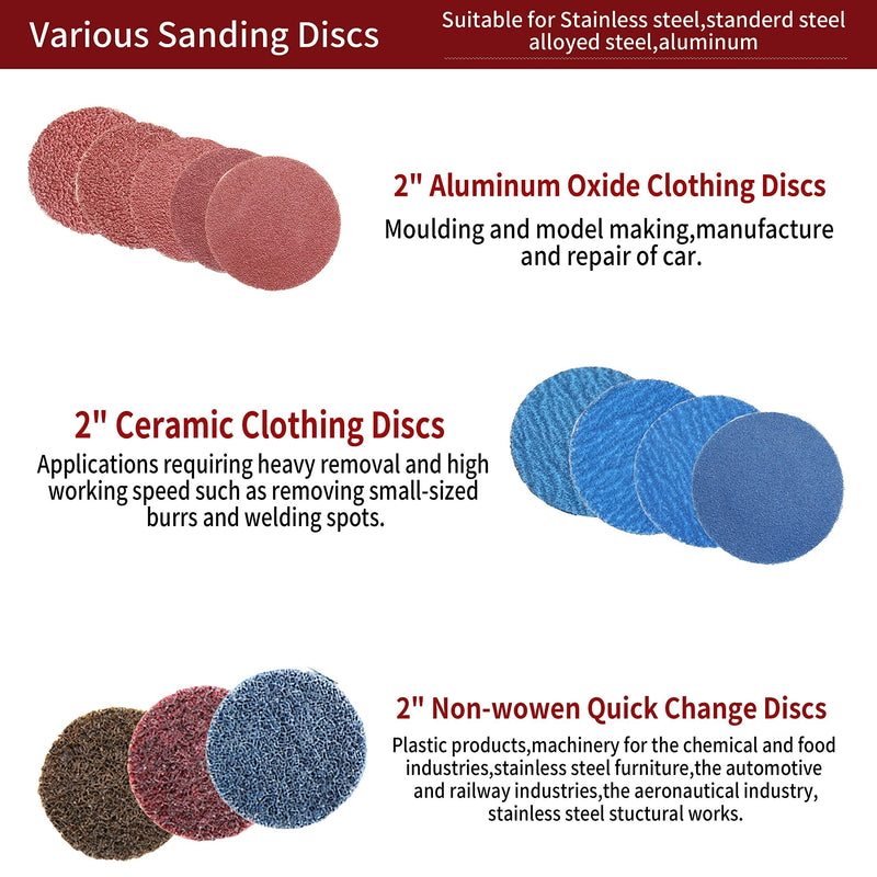 COSPOF 80 Pcs 2 Inch Sanding Disc Set,Quick Change Disc Combination,1/4 Inch Pad Holder Fits Various Grinder.Widely Used for Surface Conditioning,Striping,Polishing,Finishing and Rust Paint Removal.