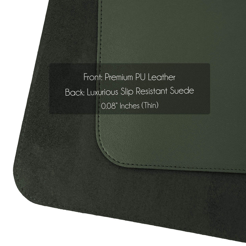 Non-Slip Leather Desk Pad 32â€ x 17â€, Vine Creations Desk Mat Protector Waterproof Dark Green - 2021 Upgraded Sewing PU Leather Mouse Pad Writing Surface, Office Decor Desktop Blotter for Top of Desk 32" x 17"