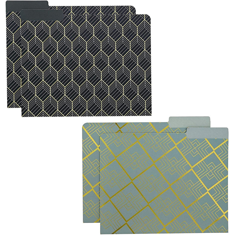 Geometric Decorative File Folders with 1/3 Cut Tab (11.5 x 9.5 In, 12 Pack)