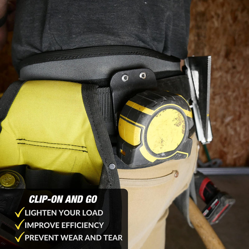 TapeMaster | Clip-On Tape Measure Holder - Low-Profile Measuring Tape Holster For Your Belt, Tool Bags, Pockets, or Pants
