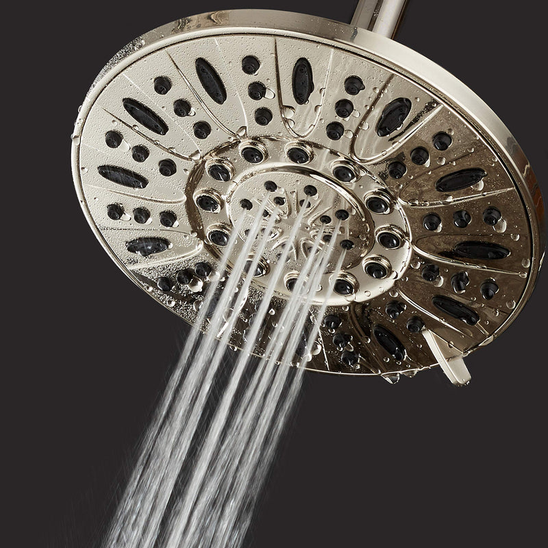 AquaDance Brushed Nickel High Pressure 6-Setting 7" Rain Shower Head â€“ Angle Adjustable, Anti-Clog Showerhead Jets, Tool-Free Installation-USA Standard Certified-Top U.S. Brand Deluxe 7" Single