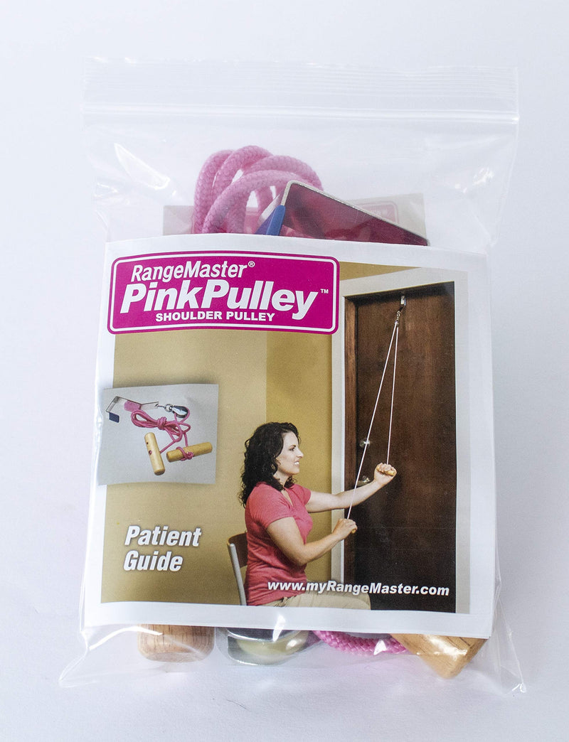 RangeMaster PinkPulley Cancer Care Shoulder Pulley │ Aids in Recovery and Rehabilitation │ Breast Cancer Patient Instructional Guide Included │ Metal Bracket Door Attachment