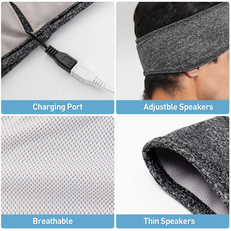 Perytong Sleep Headphones Wireless, Bluetooth Sports Headband Headphones with Ultra-Thin HD Stereo Speakers Perfect for Sleeping,Workout,Jogging,Yoga,Insomnia, Air Travel, Meditation, Grey 1 Count (Pack of 1)