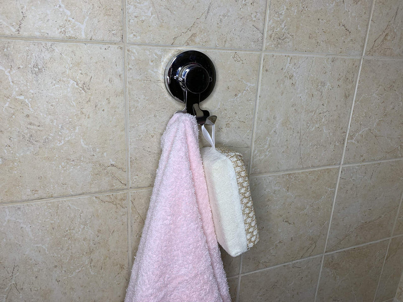 Suction Cup Hooks Razor Holder Powerful Vacuum Organizer for Towel, Razor, Coat, Bathrobe and Loofah 304 Stainless Steel Removable Hooks for Bathroom & Kitchen, Towel Hanger Storage (2 Pack)