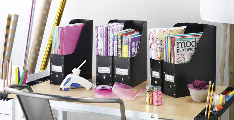 Whitmor Magazine Storage Desk Organizers - Black (Set of 5) BLACK PLASTIC MAGAZINE ORGANIZERS S/5