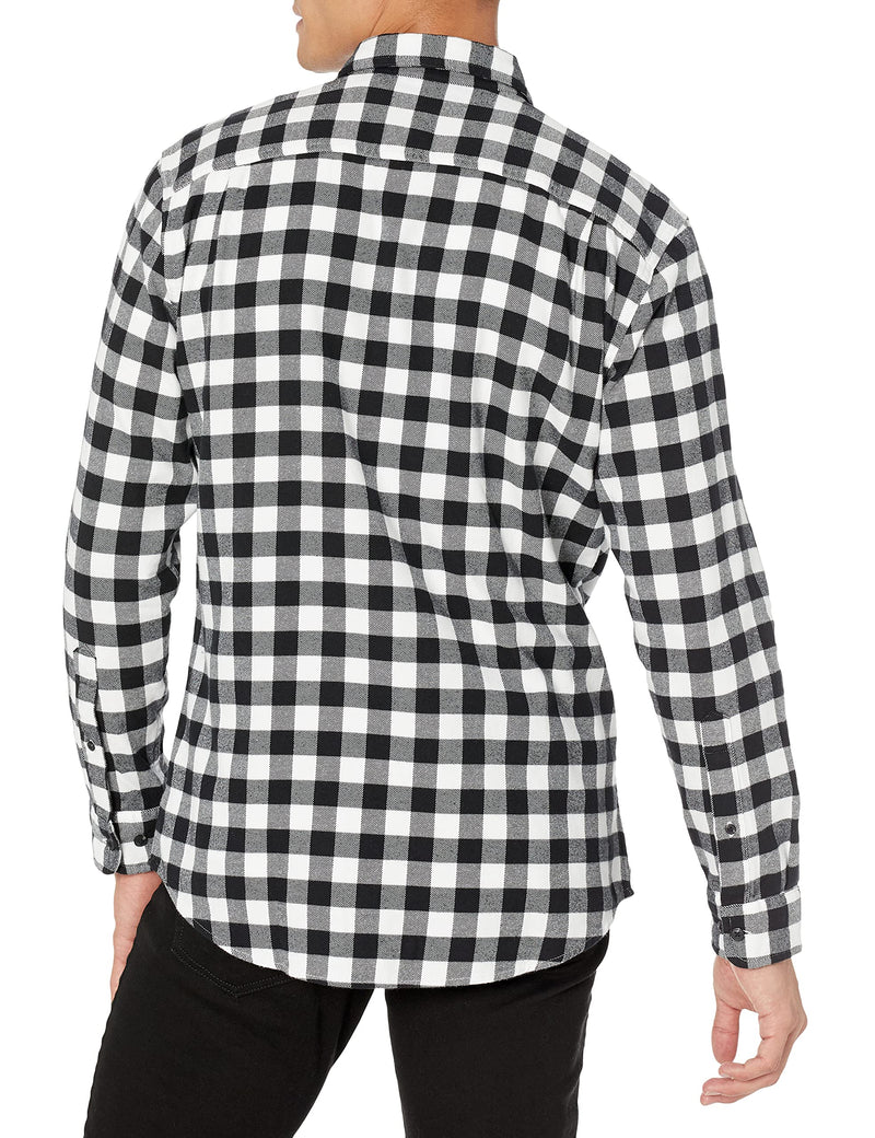 Amazon Essentials Men's Regular-fit Long-Sleeve Plaid Flannel Shirt X-Small Black Buffalo Plaid