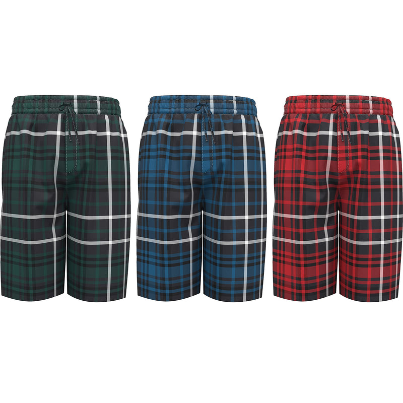 Andrew Scott Men's Soft Poplin Woven Pajama & Sleep Jam Cargo Short Lounge Pants | Multi Packs Small 3 Pack - Plaids-winter Red / Blue / Forrest