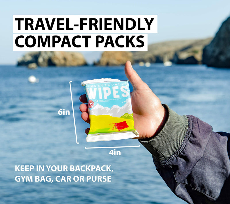 Bar-D Biodegradable Body Wipes with Tea Tree Oil & Aloe Vera - Refreshing Wet Wipes great for Camping, Hiking, Backpacking, Festivals, Post Workout and Travel (3-Pack, 10 wipes/pack)