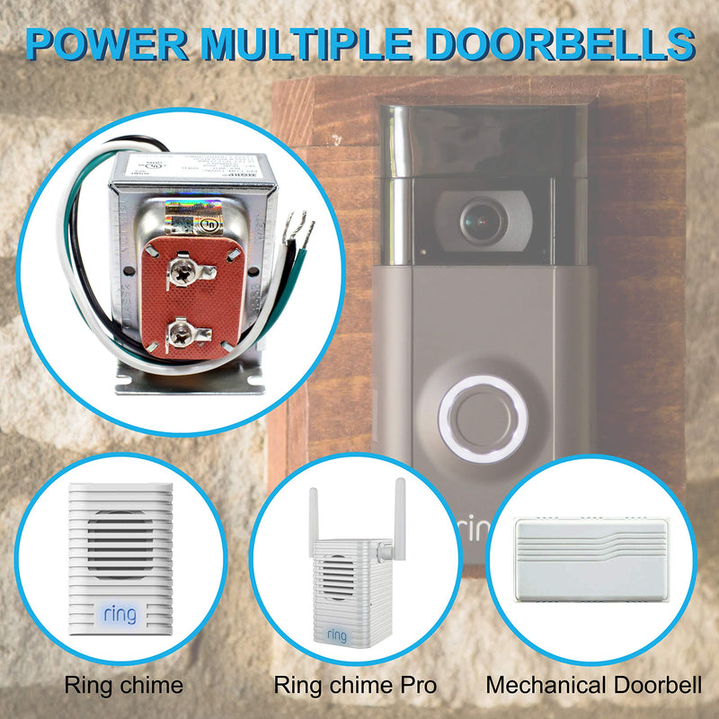 HQRP 16V 30VA Transformer Compatible with Zmodo Nest Eufy Nutone Ring Doorbell Hardwired Door Chime Power Supply Adapter Door-Bell 120v-to-16v Replacement, UL PRI:120V SEC:16V 30VA