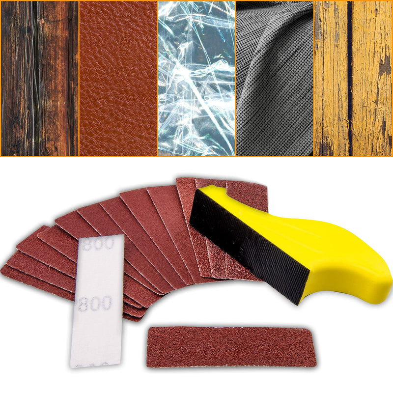 SIQUK 150 piece sandpaper set sanding sheets grit 40/60/80/120/180/240/320/400/600/800 sanding pads sandpepier sheet sandpaper with hand sanding block for sanding and polishing