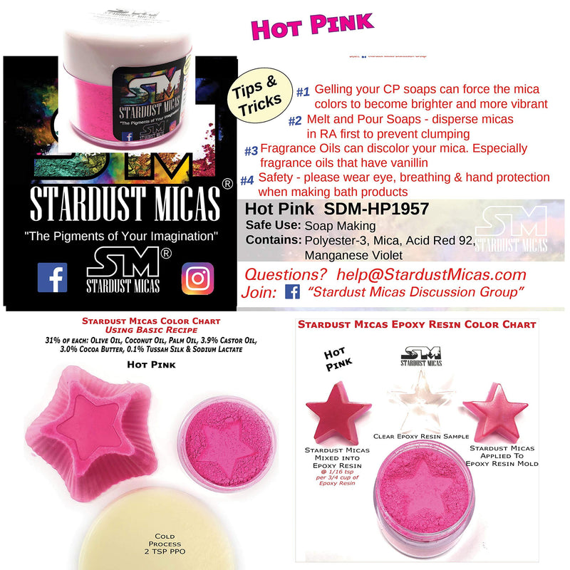 Neon Pink Pigment Powder for Cold Process Soap Making, Hot Pink Pigment Powder for Resin, Fluorescent Neon Pink Pigment Powder, Color Stable, Stardust Micas Hot Pink Pigment (Hot Pink, 10 Gram Jar)