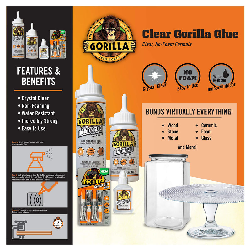 Gorilla Clear Glue, 3.75 Ounce Bottle, Clear (Pack of 1) 1 - Pack