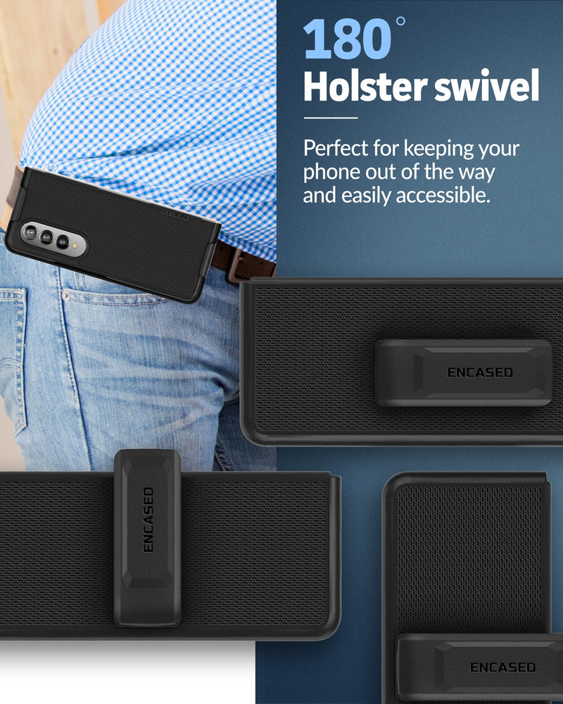 Encased DuraClip for Galaxy Z Fold 4 Belt Clip Case, Slim Front + Back Phone Case with Holster (2022 Samsung Z-Fold 4)