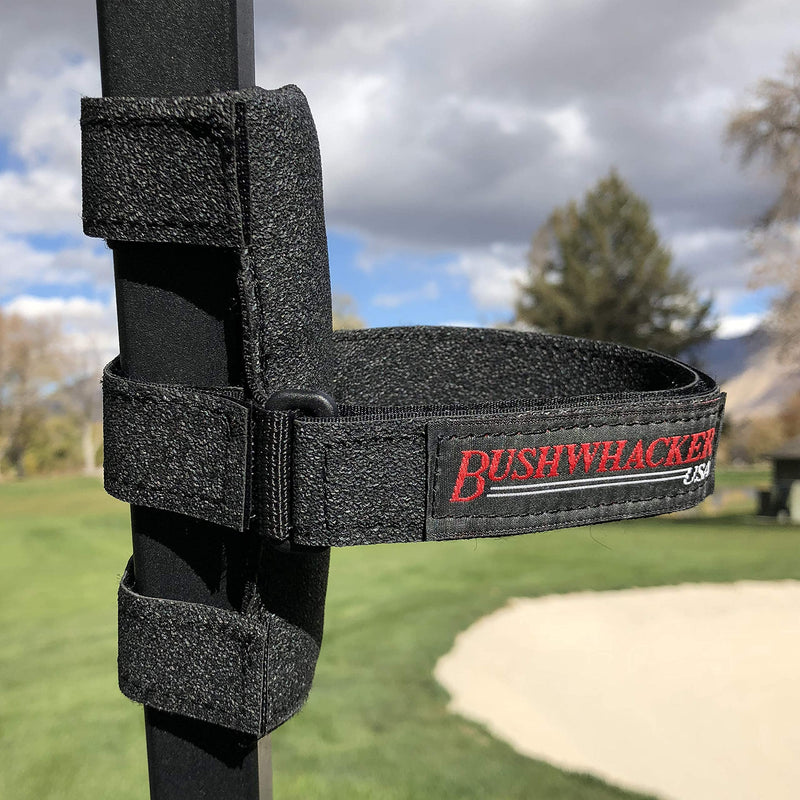 The Original Bushwhacker Portable Speaker Mount for Golf Cart Railing - Adjustable Strap Fits Most Bluetooth Wireless Speakers Attachment Accessory Holder Bar Rail