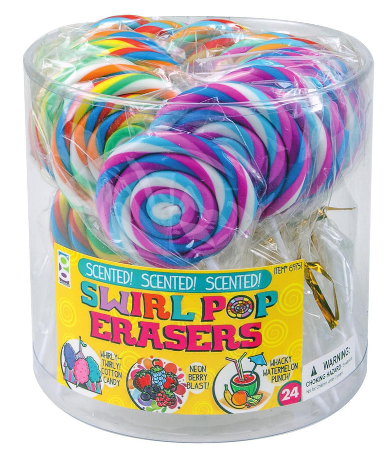 Raymond Geddes Swirl Pop Scented Erasers, Set of 24 (69751)