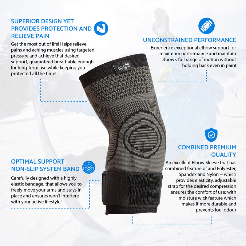 Elbow Brace with Strap for Tendonitis 2 Pack, Tennis Elbow Compression Sleeves, Golf Elbow Treatment Extra Large