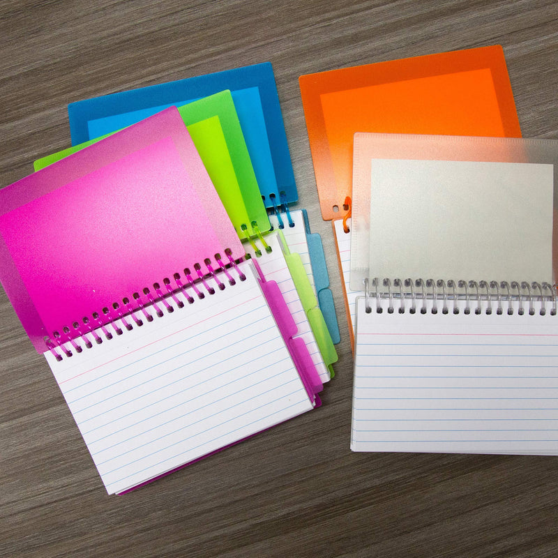 BAZIC Ruled Index Cards Book 3" X 5", View Poly Cover Spiral Bound Memo w/ 2 Tab Divider, White Flashcards, Lined Card for Memory (50/Pack), 6-Packs 50 Sheets 6-Pack