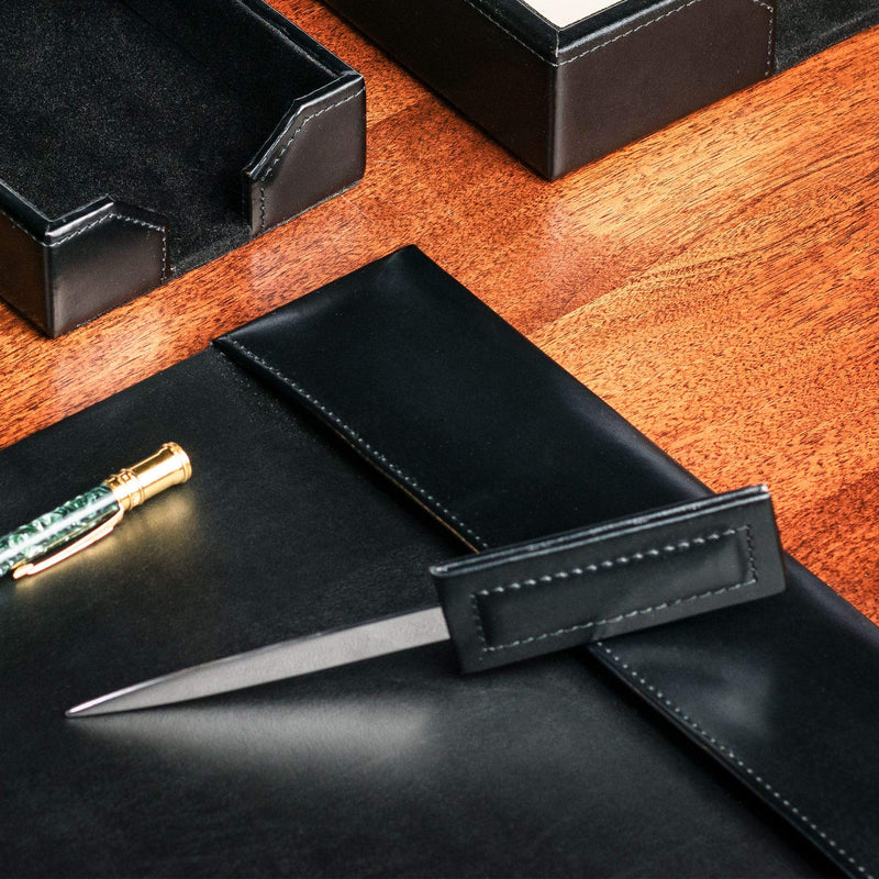 Dacasso Black Bonded Leather Letter Opener