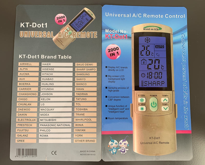 KT-DOT Universal Mini Split Remote