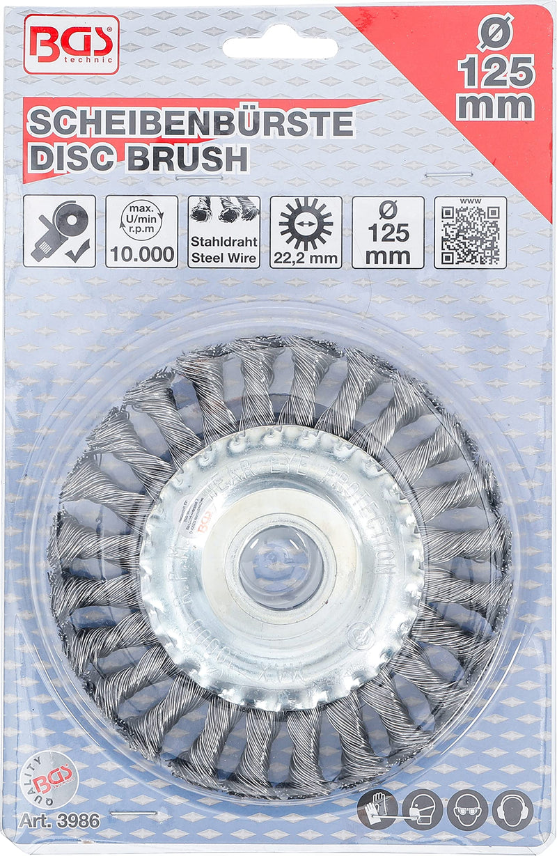 BGS 3986 | Disc brush / plaited round brush | Ø 125 mm | Bore 22.2mm