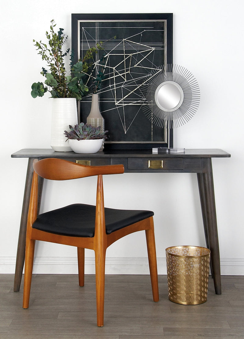 CosmoLiving by Cosmopolitan Metal Geometric Small Waste Bin with Laser Carved Design, 9" x 9" x 10", Gold Hexagon