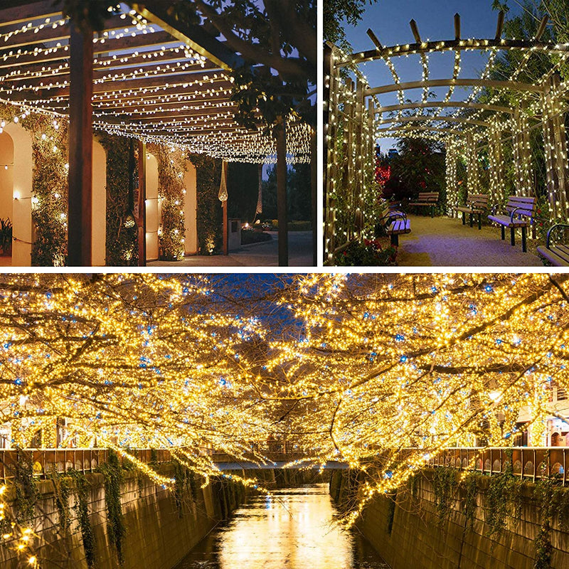Extra-Long 66FT String Lights Outdoor/Indoor, 200 LED Upgraded Super Bright Christmas Lights, Waterproof 8 Modes Plug in Fairy Lights for Bedroom Party Wedding Garden (Warm White) Warm White-200led