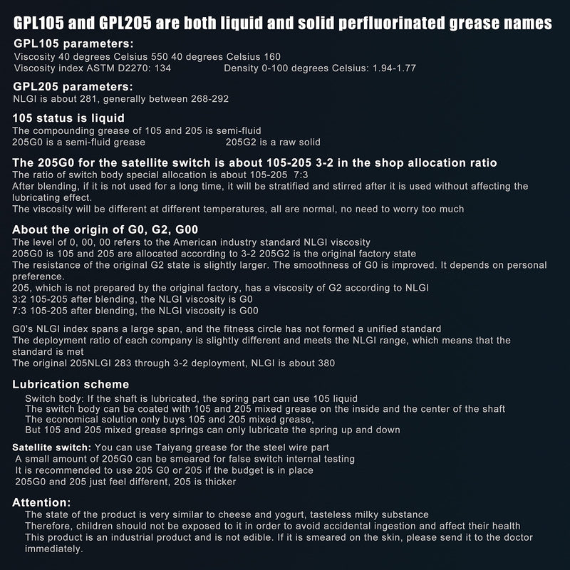 HONKID Keyboard Switch Lube GPL 205G0 0.35 oz ,Mechanical Keyboard Keycaps Lubricant Lubes Stabilizer Lubricating