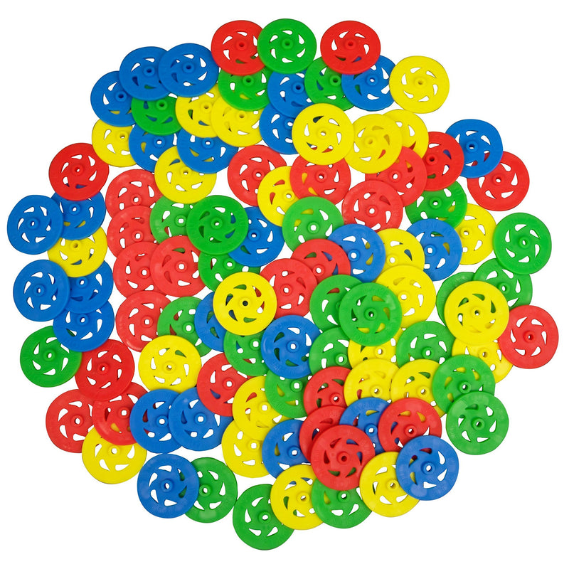 You Make Plastic Project Wheels with 1/8" Hole - Pack of 100 pcs - Designed for Science and Engineering Car Projects