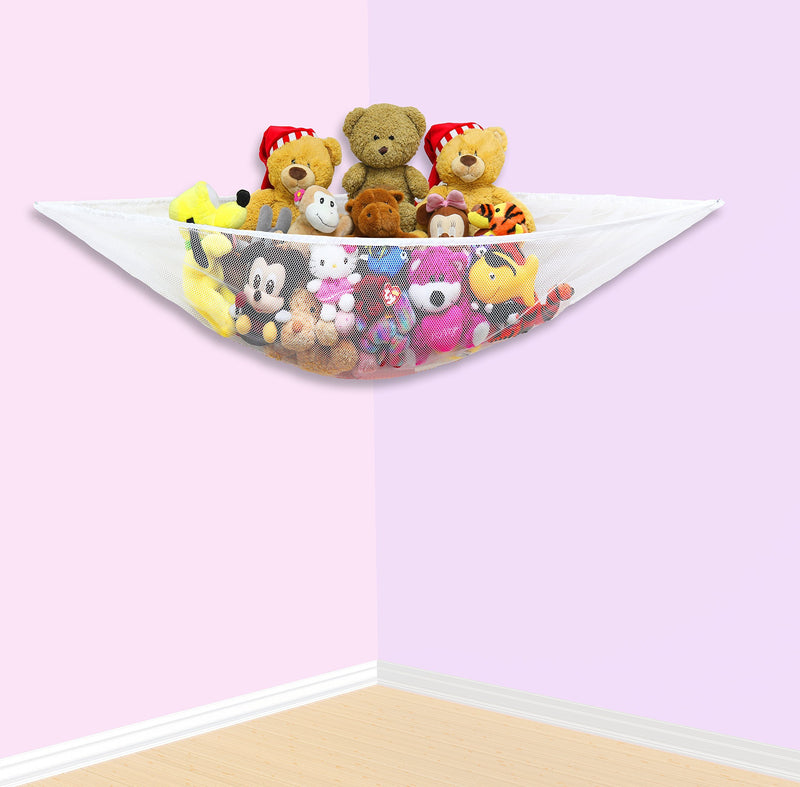2 PK - Simplehouseware Stuffed Animal Jumbo Toy Storage Hammock White
