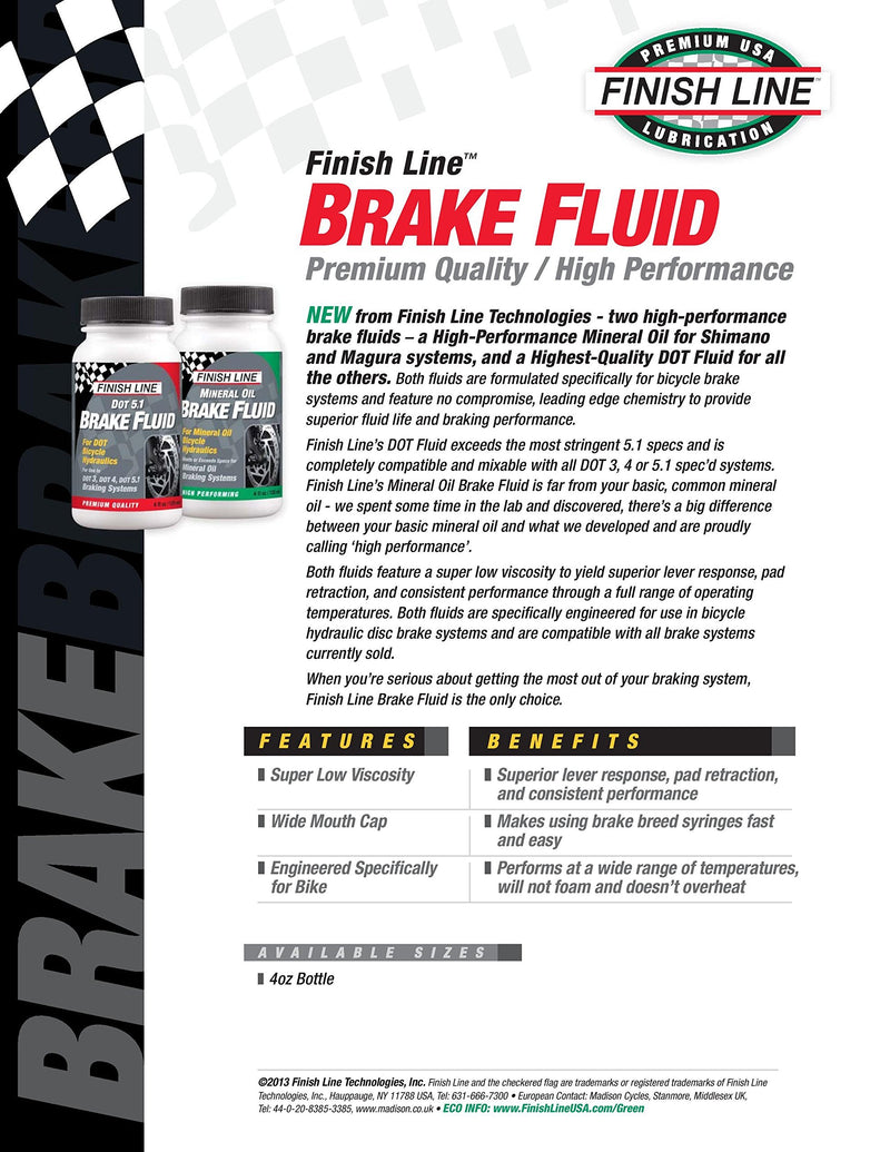 Finish Line High Performance Mineral Oil Brake Fluid, 4 oz