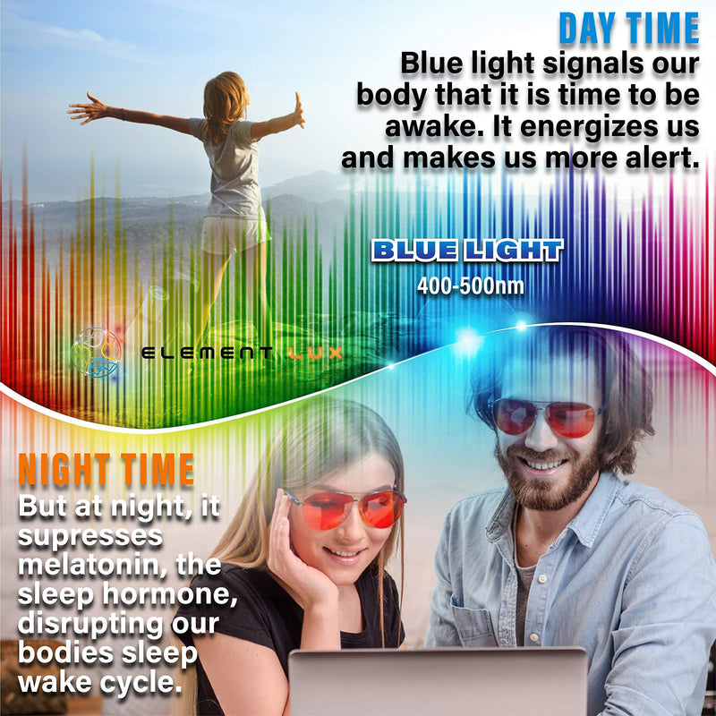Element LUX 99% Blue Light Blocker Glasses | Blue Light Glasses for Better Sleep and Eye Strain | Gaming Glasses and Computer Glasses - 400UV True Amber Lense