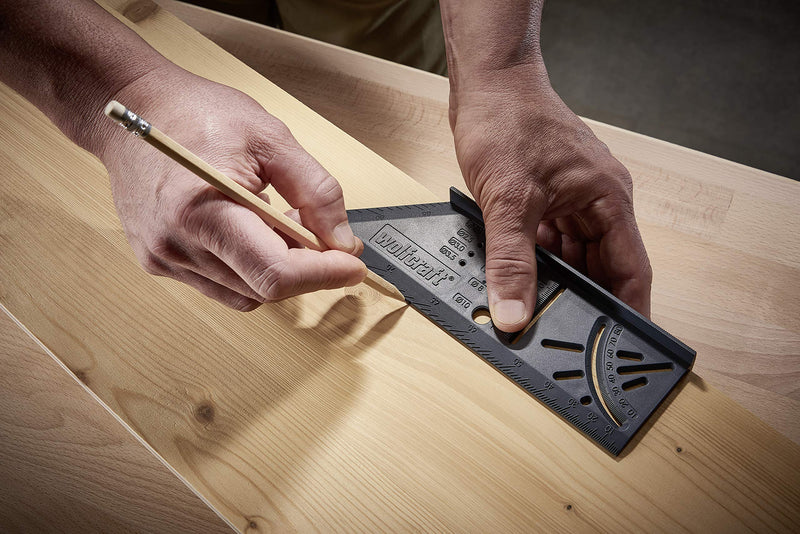 wolfcraft I 3D miter square I 5208000 I for processing three-dimensional workpieces I stops for 45° and 90° angles I can be used as a marking gauge for parallel lines