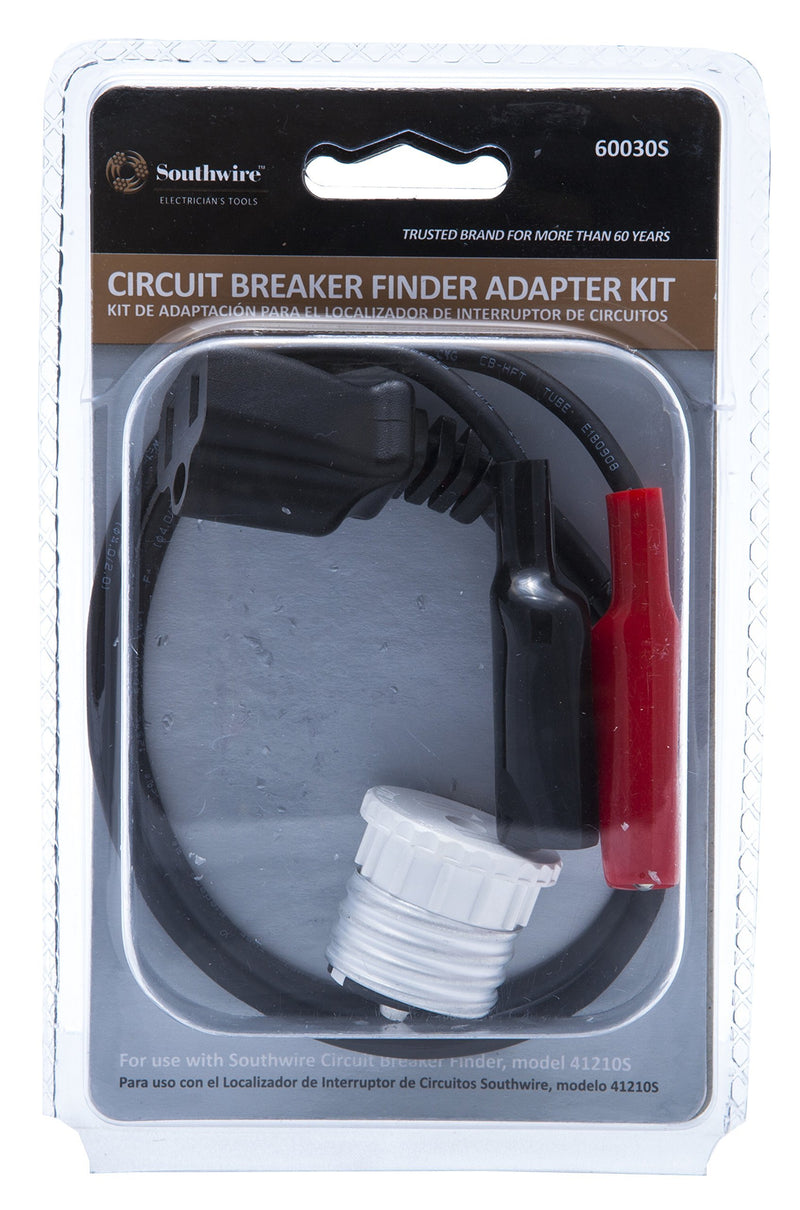 Southwire 58292240 60030S Circuit Breaker Finder Adapter/Accessory Kit; Includes Alligator Clips and Light Bulb Circuit Adapter (Compatible with Southwire's 41210S Circuit Breaker Finder) Original version