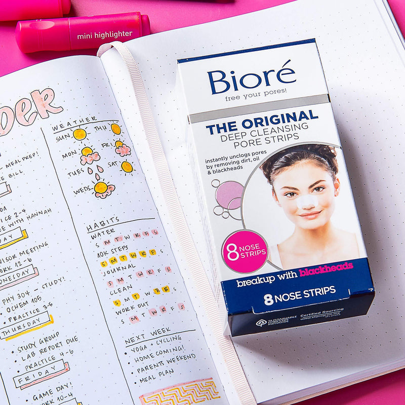 BiorÃ© Original, Deep Cleansing Pore Strips, Nose Strips for Blackhead Removal, with Instant Pore Unclogging, 8 Count, features C-Bond Technology, Oil-Free, Non-Comedogenic Use 8 Count (Pack of 1)