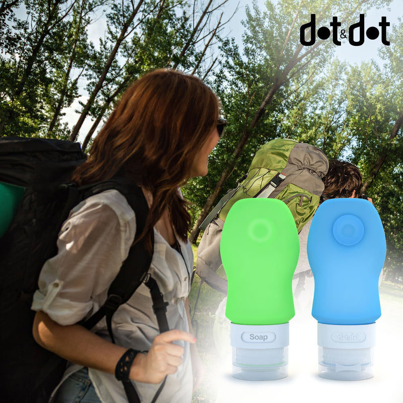 Leak Proof Travel Bottles - Travel Containers for Travel Size Toiletries with TSA Quart Bag 4pc 2 oz - White/Blue/Green/Purple
