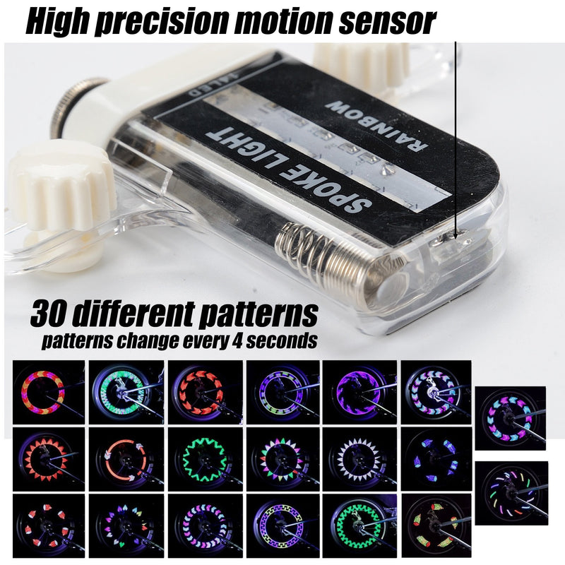 DAWAY LED Bike Wheel Lights - A12 Waterproof Cool Bicycle Tire Light, Safety Spoke Lights for Kids Boys Girls Men Women, 30 Fun Bright Patterns, Auto & Manual Dual Switch, with Battery 2