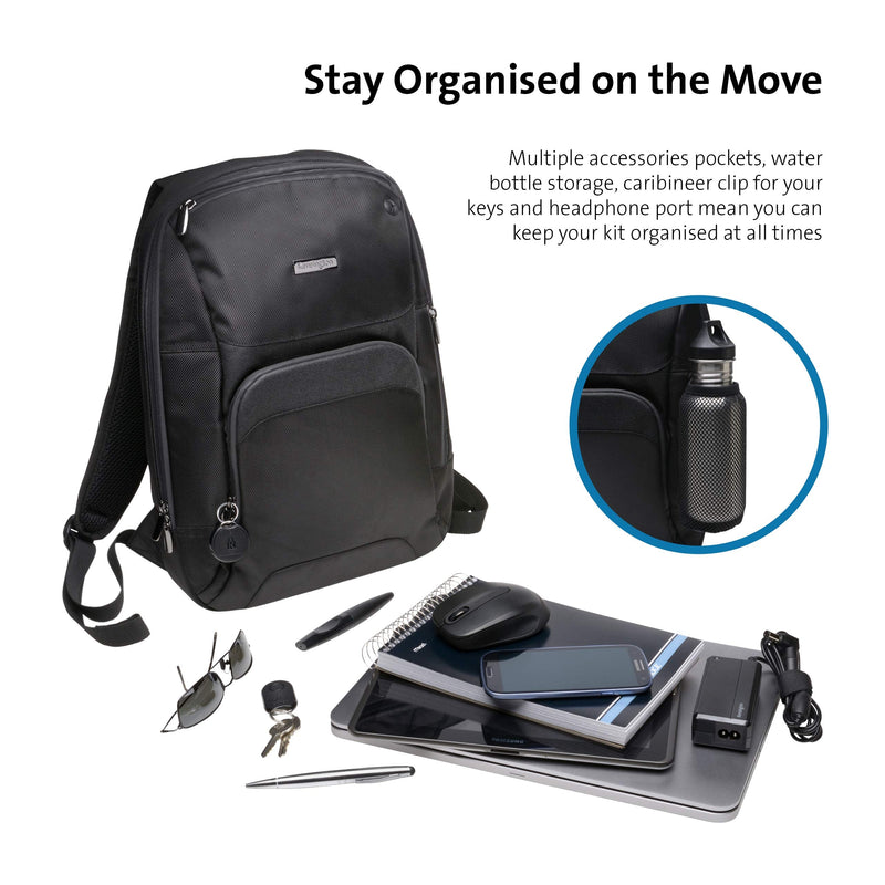 Kensington Triple Trek Slim Backpack for MacBooks, Chromebooks, Tablets & Ultrabooks up to 13-Inch-14-Inch (K62591AM), Black
