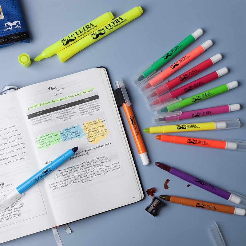 Mr. Pen- Highlighters, Gel Highlighter, Pack of 12, No Bleed Highlighter, Bible Highlighters, Sharpener, Highlighter Assorted Colors, Bible Study Highlighter, Bible Journaling Supplies, Bible Markers