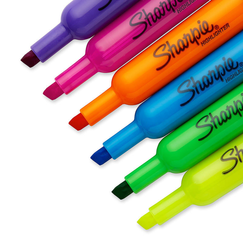 Sharpie Tank Highlighters Assorted Fluorescent Colors | Chisel Tip Highlighter Pens, 12 Count