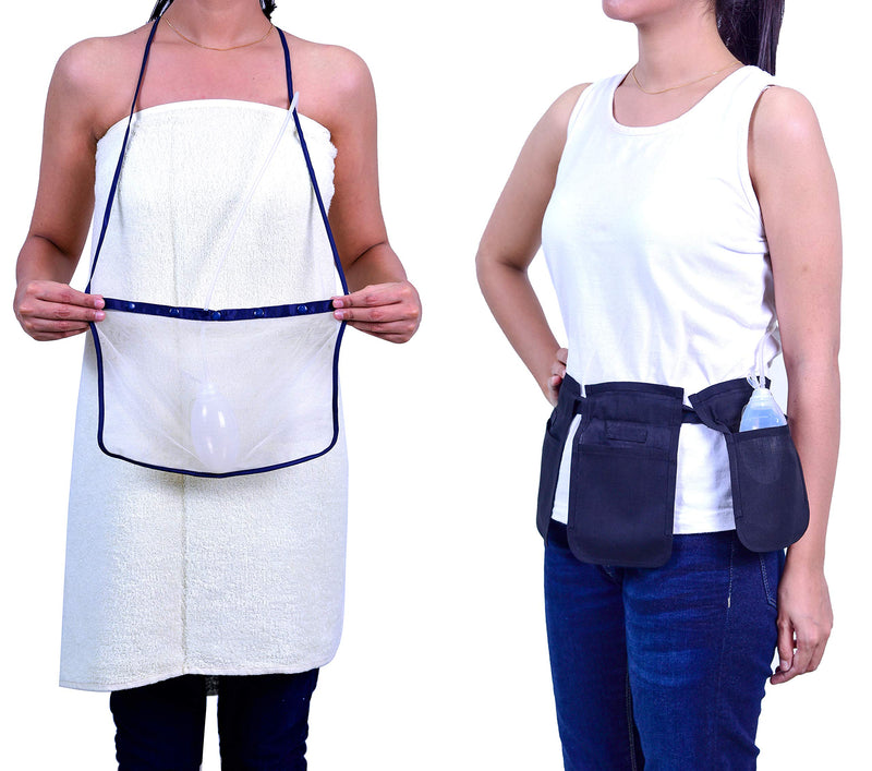 Mastectomy & Post Surgery Drain Carrier Belt & Shower Holder (Two Pack Black/Navy) Black / Navy