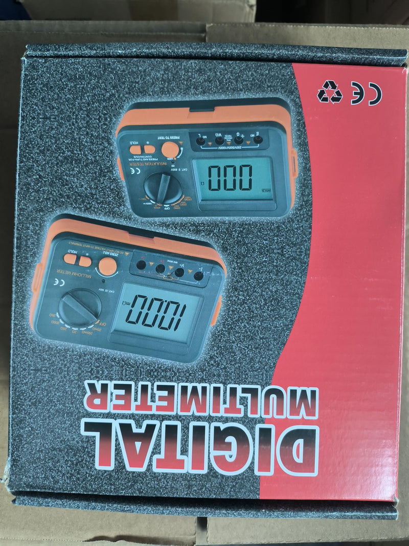 Insulation Resistance Tester Digital Ohmmeter Megohmmeter GR-VC60B+ DCV Megohmmeter Voltage Tester 250/500/1000V ACV Megohm 750V with 1999 Count Large LCD Display Data Hold Backlight