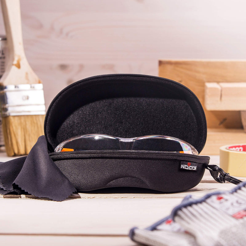 NoCry Storage Case for Safety Glasses with Felt Lining, Reinforced Zipper and Handy Belt Clip For Glasses