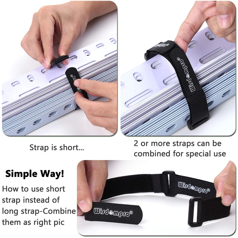 20 Pack (8 12 18 24 Inches) Hook and Loop Reusable Fastening Cable Tie Down Straps by Wisdompro - Reusable, Durable Functional Ties to Keep Your Home, Office, Workspace from Tangled Messes of Cords Mixed Size, 20 Pack