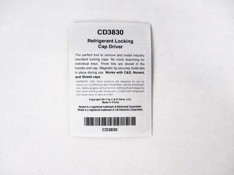 C&D Valve CD3830 Universal Locking Cap Removal Tool with 3 Bits 1